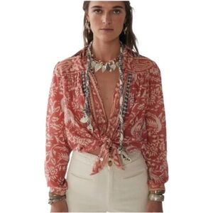 Maison Hotel - Gorgeous Floral Blouse - Coral